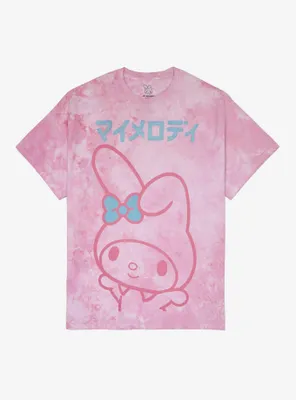 My Melody Jumbo Pink Tie-Dye Boyfriend Fit Girls T-Shirt