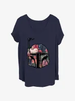 Star Wars Boba Fett Floral Helmet Womens T-Shirt Plus