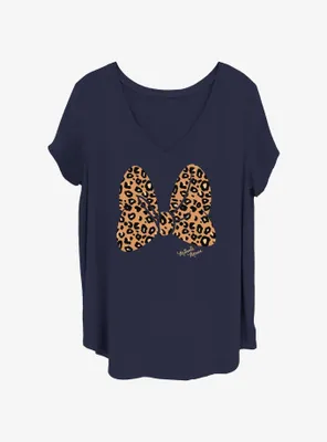 Disney Minnie Mouse Animal Print Bow Womens T-Shirt Plus