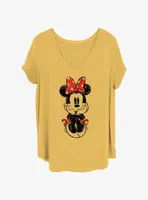 Disney Minnie Mouse Sitting Sketch Womens T-Shirt Plus