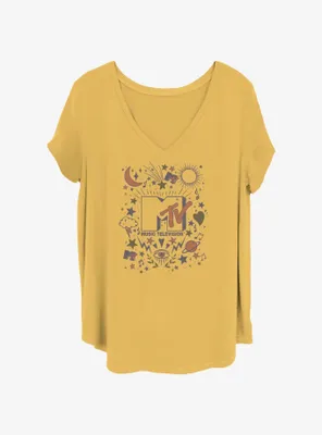 MTV Mystical Collage Logo Womens T-Shirt Plus