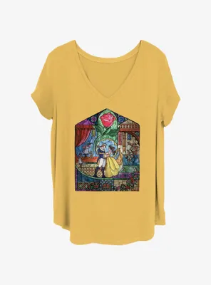 Disney Beauty and the Beast Stained Glass Womens T-Shirt Plus