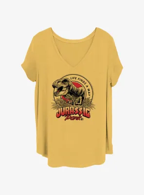 Jurassic Park T-Rex Badge Womens T-Shirt Plus