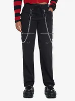 Black Side Chain Zipper Carpenter Pants