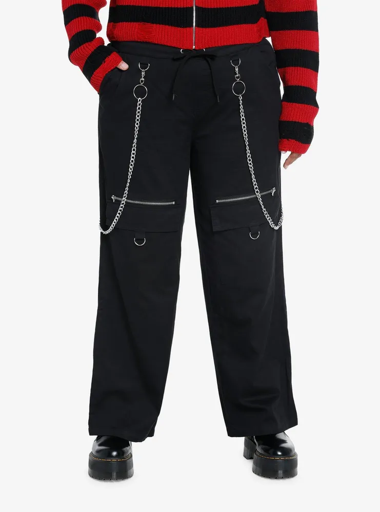 Tripp Black And Red Lace-Up Chain Pants | Hot Topic