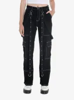 Black & White Contrast Stitch Suspender Carpenter Pants