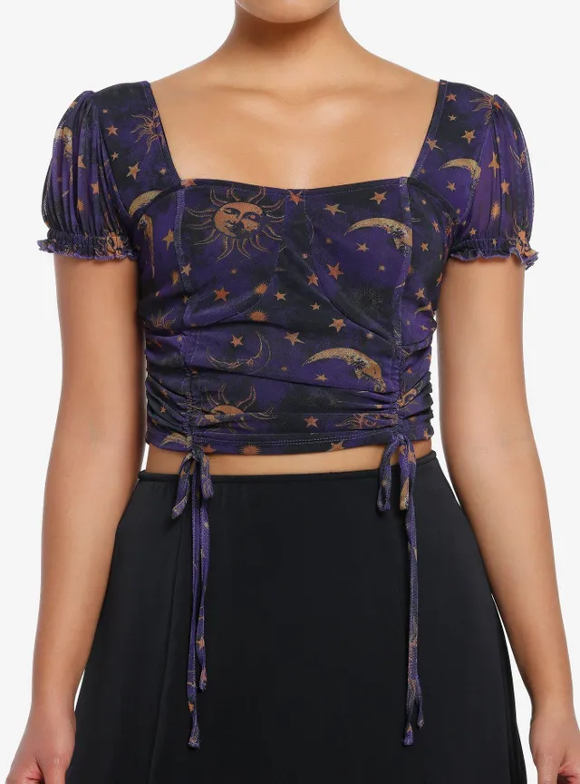 Hot Topic Cosmic Aura Celestial Ruched Girls Crop Top