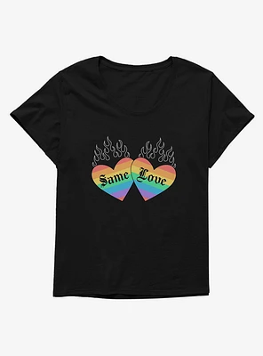 Pride Same Love Rainbow Hearts Girls T-Shirt Plus