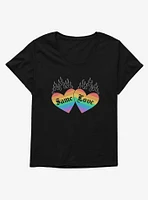 Pride Same Love Rainbow Hearts Girls T-Shirt Plus