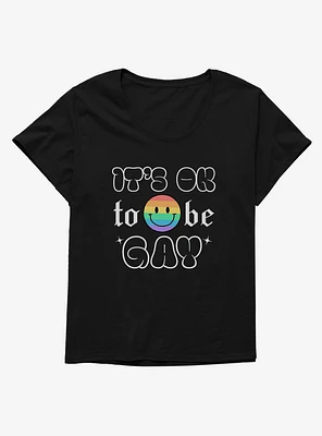 Pride It's Ok Smiley Rainbow Face Girls T-Shirt Plus