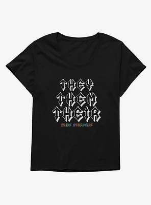 Pride They Pronouns Worldwide Girls T-Shirt Plus