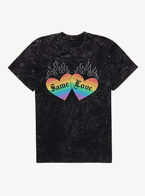 Pride Same Love Rainbow Hearts Mineral Wash T-Shirt