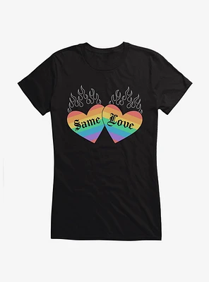 Pride Same Love Rainbow Hearts Girls T-Shirt
