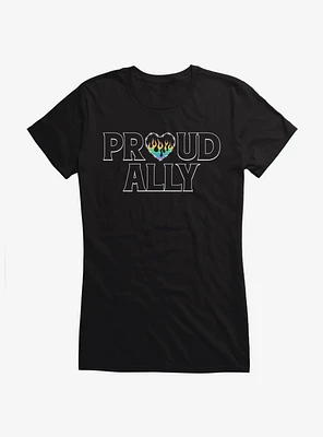 Pride Proud Ally Flames Girls T-Shirt