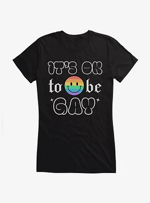 Pride It's Ok Smiley Rainbow Face Girls T-Shirt