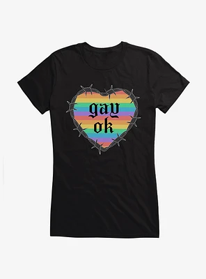 Pride Gay Ok Rainbow Heart Girls T-Shirt