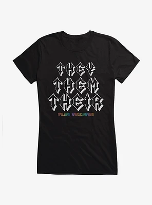 Pride They Pronouns Worldwide Girls T-Shirt