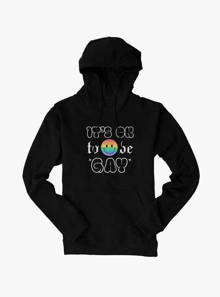 Pride It's Ok Smiley Rainbow Face Hoodie