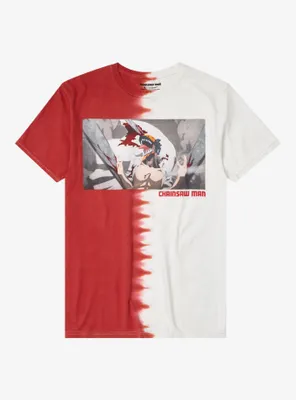 Chainsaw Man Red & White Split Dye Boyfriend Fit Girls T-Shirt
