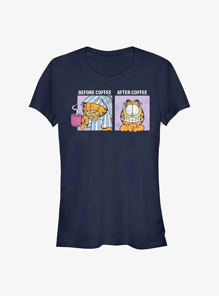 Garfield Before and After Coffee Girls T-Shirt