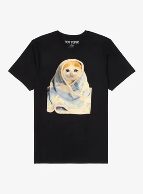 Crying Cat Blanket Boyfriend Fit Girls T-Shirt