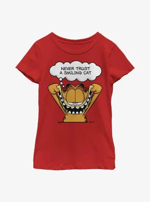 Garfield Never Trust A Smiling Cat Youth Girl's T-Shirt