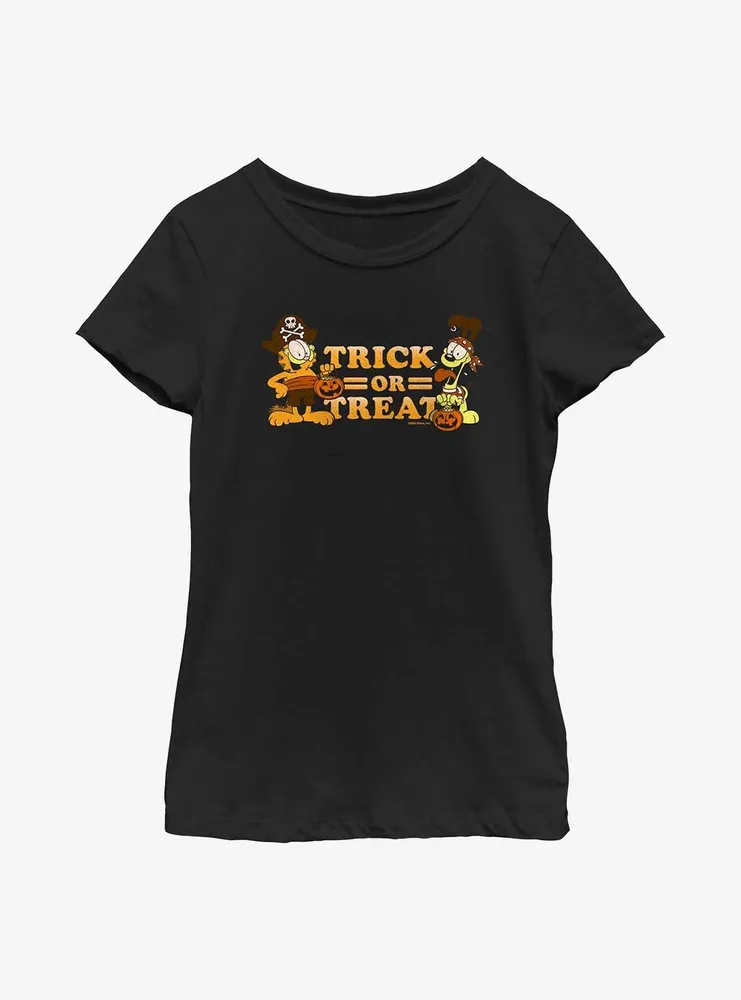 Garfield Trick Or Treat Youth Girl's T-Shirt