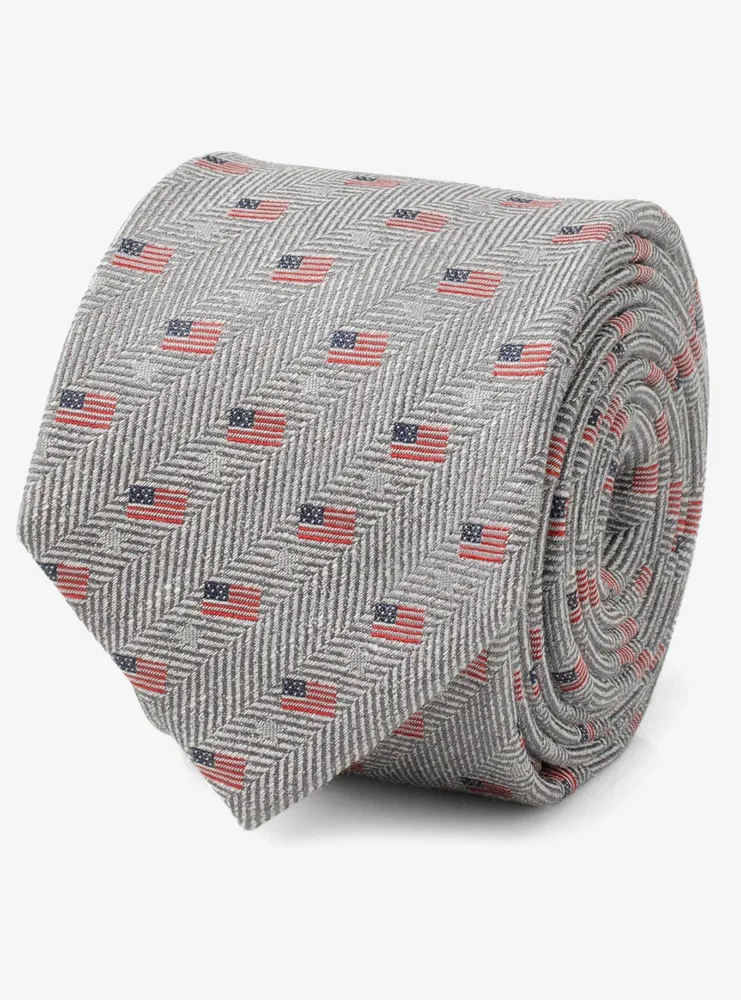 American Flag Grey Men's Tie