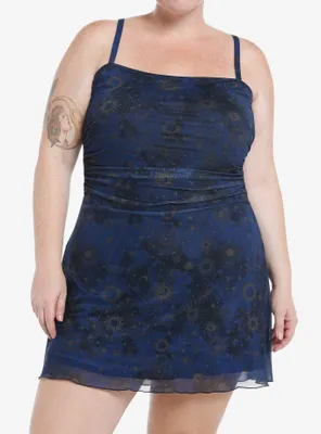 Cosmic Aura Celestial Ruched Cami Dress Plus