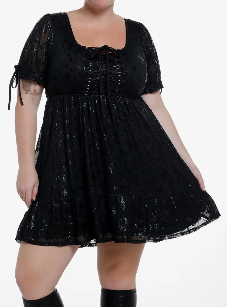 Cosmic Aura Skeleton Butterfly Lace-Up Dress Plus