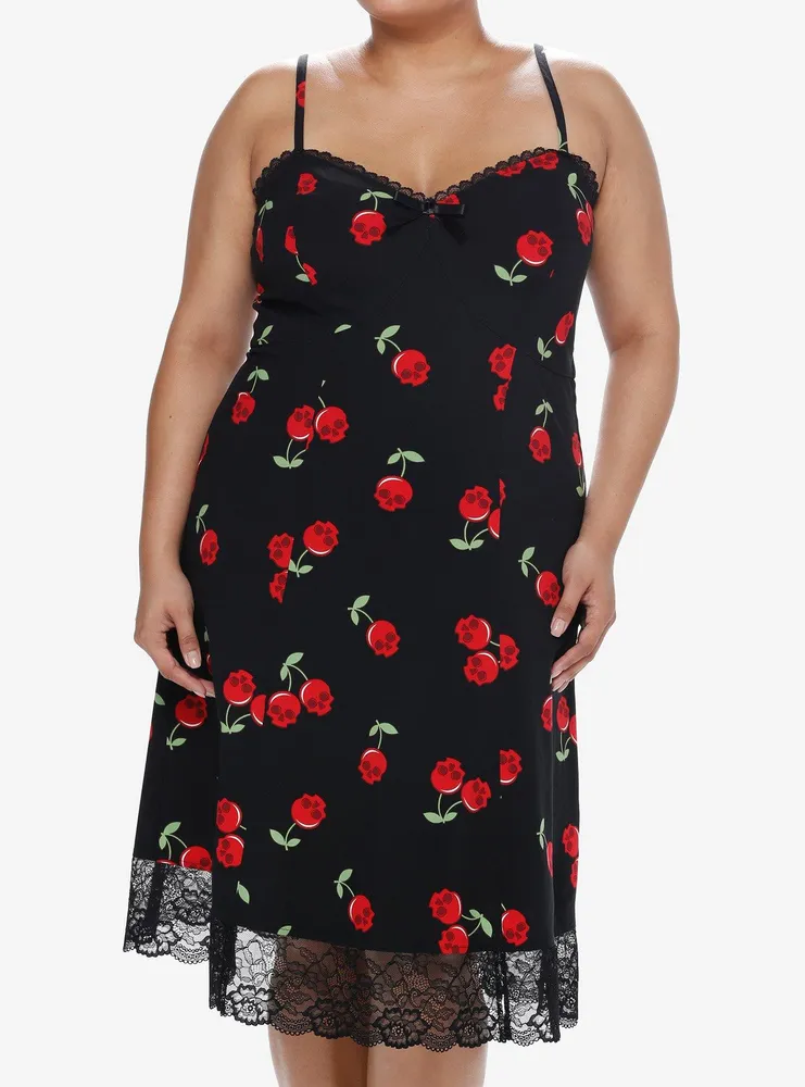 Hot Topic Social Collision Cherry Skull Slip Dress Plus