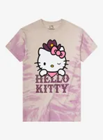Hello Kitty Cowgirl Tie-Dye Boyfriend Fit Girls T-Shirt