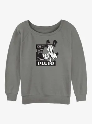 Disney100 Pluto Melts Your Heart Womens Slouchy Sweatshirt