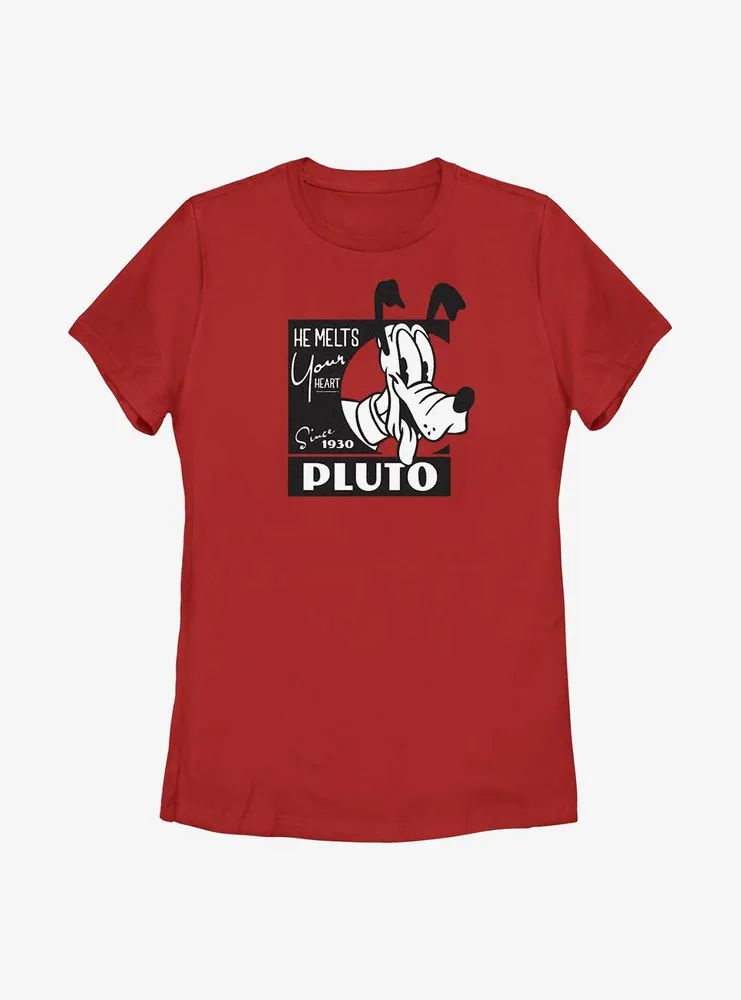 Disney100 Pluto Melts Your Heart Womens T-Shirt