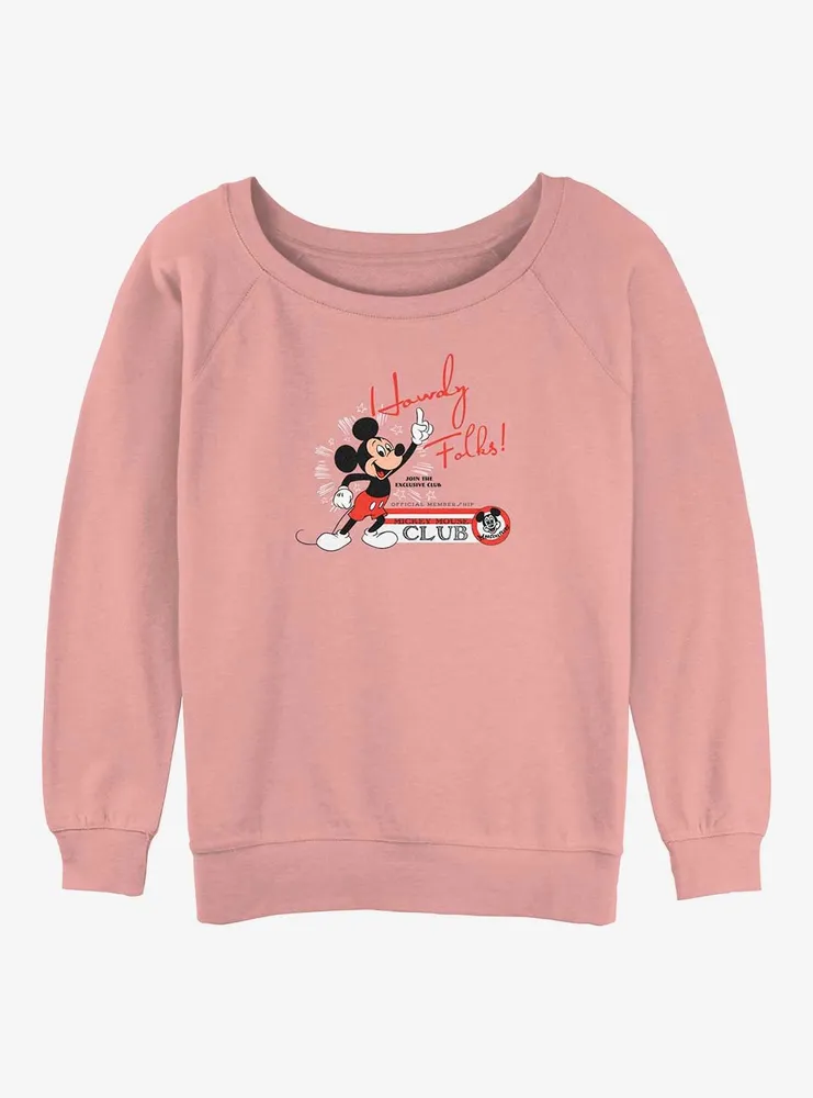 Disney100 Mickey Mouse Howdy Womens Slouchy Sweatshirt