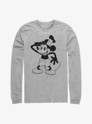 Disney100 Mickey Mouse Captain Sound Cartoon Long-Sleeve T-Shirt