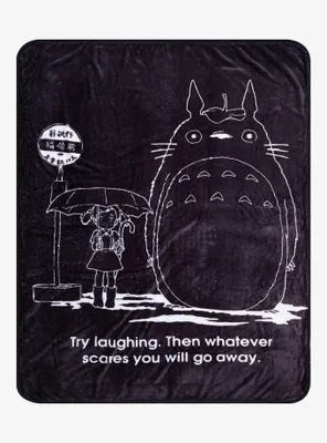 Studio Ghibli My Neighbor Totoro Bus Stop Outline Throw Blanket