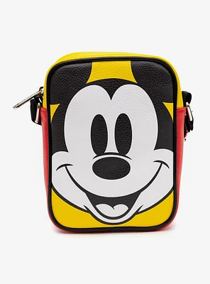 Disney Mickey Mouse Happy Face & Buttons Close Up Crossbody Bag