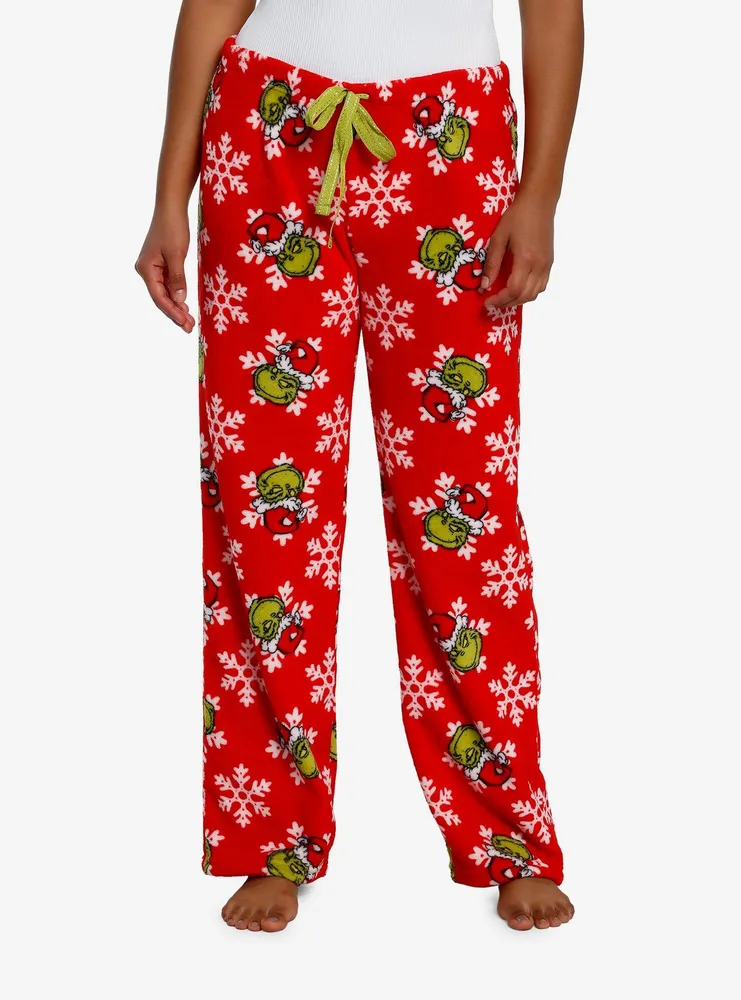 Hot Topic Dr. Seuss How The Grinch Stole Christmas Snowflakes Plush Pajama  Pants