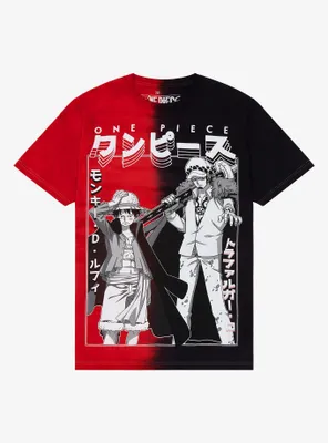 One Piece Luffy & Law Split Dye Boyfriend Fit Girls T-Shirt