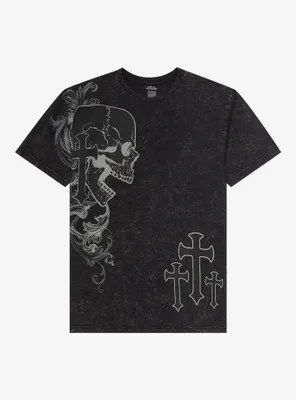Social Collision Skull Cross Mineral Wash T-Shirt