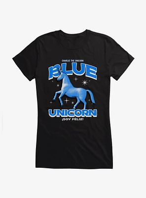 Charlie The Unicorn Blue Girls T-Shirt