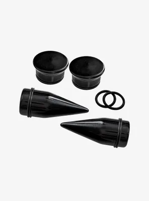 Acrylic Black Plug & Taper 4 Pack