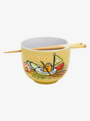 Sanrio Gudetama Boat Ramen Bowl and Chopsticks
