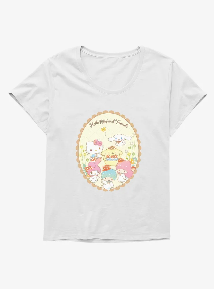 Hello Kitty And Friends Mushroom Cupcakes Womens T-Shirt Plus