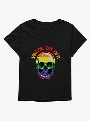 Pride Rainbow Skull Or Die Girls T-Shirt Plus