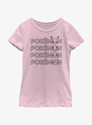 Pokemon Starter Heads Youth Girls T-Shirt