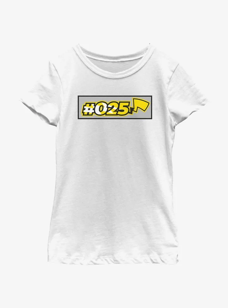 Pokemon Pikachu Hashtag 025 Tail Youth Girls T-Shirt