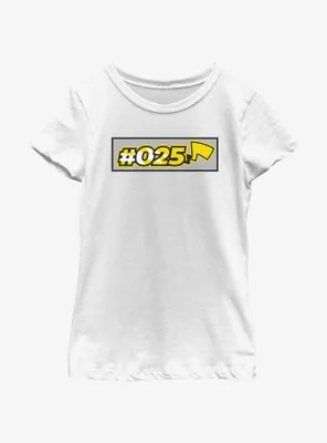 Pokemon Pikachu Hashtag 025 Tail Youth Girls T-Shirt