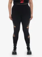 Social Collision Black Side Shredded Leggings Plus